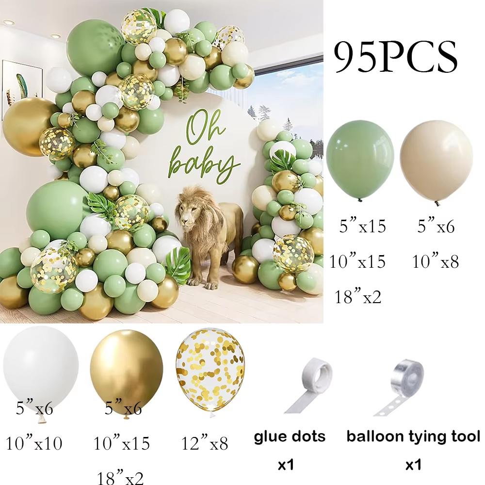Green Balloons Arch Sage Green White Sand Gold Confetti Latex Ballon Garland Birthday Party Wedding Graduation Decoration Globos