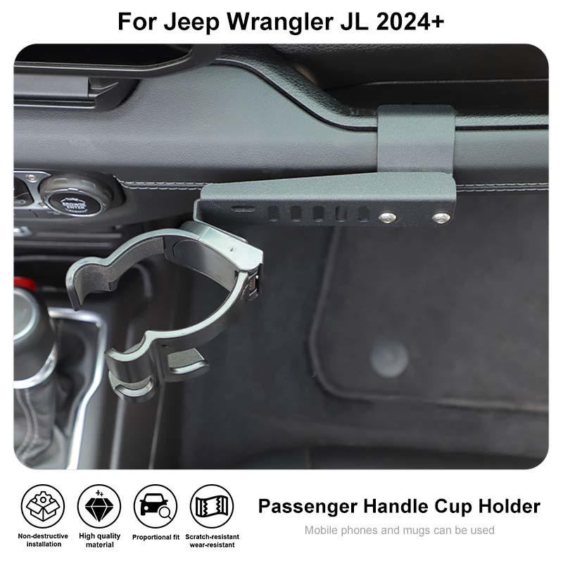 Auto Metall Co-pilot Griff Wasser Tasse Halterung Unterstützung Stehen Für Jeep Wrangler JL Für JT Gladiator 2024 Up auto Innen Zubehör