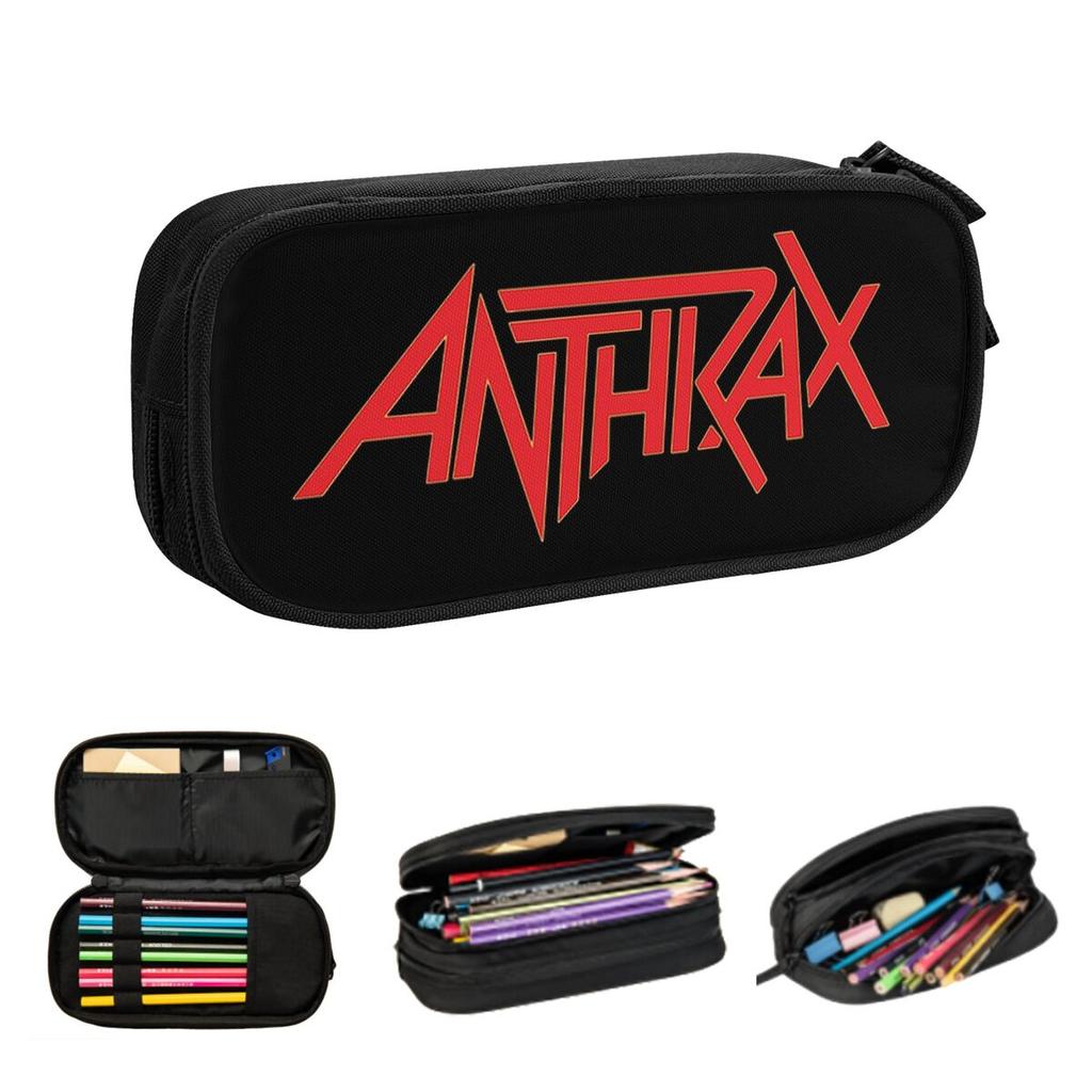 Anthrax Music Band Logo Pencil Cases for Students Gifts Pen Box Pencil Bag Large Capacity Pencil Pouch
