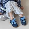 Korean Children's Casual Shoes Fashionable Retro Sports Shoes Lace Pearl Bow German Training Shoes