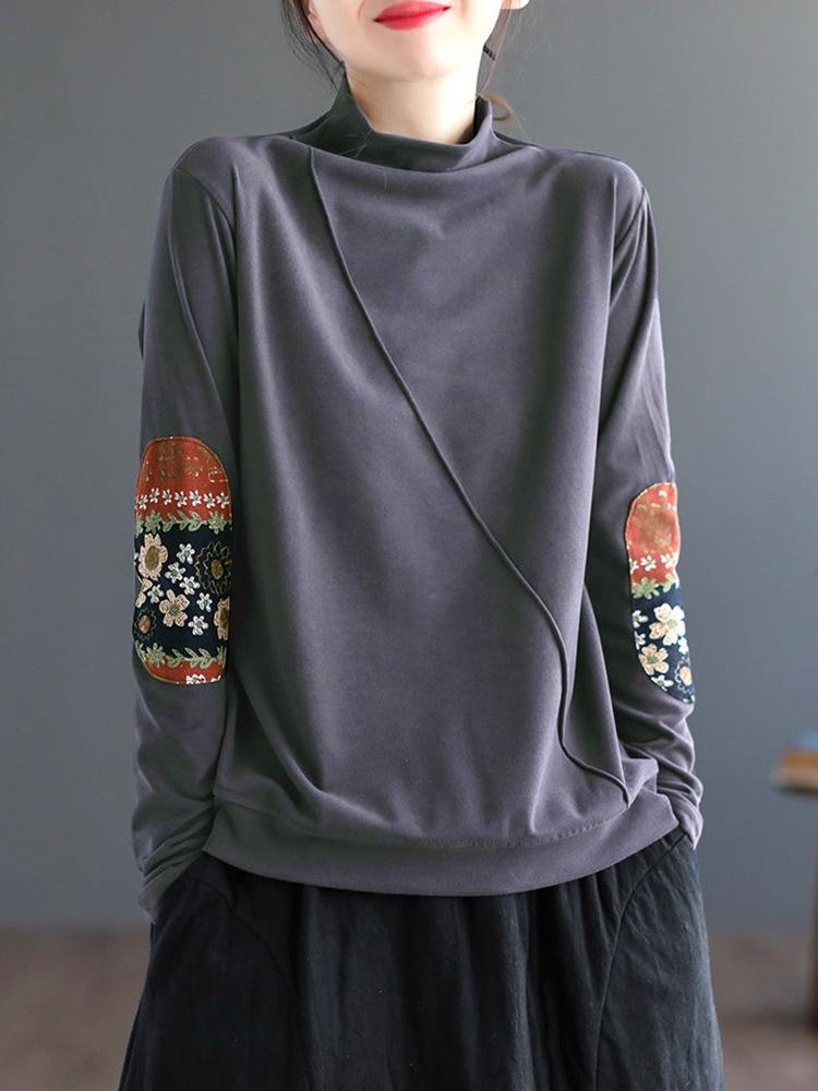 

Майяр вельветовая с длинным рукавом полуводолазка с длинным рукавом базовая футболка популярный дизайн со вставками футболка с наклейкой женская 3XL серый