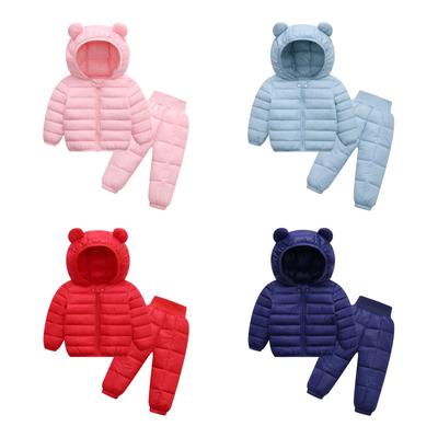 Hiver enfants vêtements ensembles bébé garçon chaud à capuche doudounes pantalons ensembles de vêtements bébé filles garçons habit de neige manteaux Ski 2 pièces ensembles