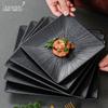Xiangyuan Mei Schwarze quadratische Melaminschale - Elegantes japanisches & westliches Steakgericht