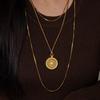 2025 Women's Ancient Gold Eight Treasures Compass Necklace with Braided Rope Chain