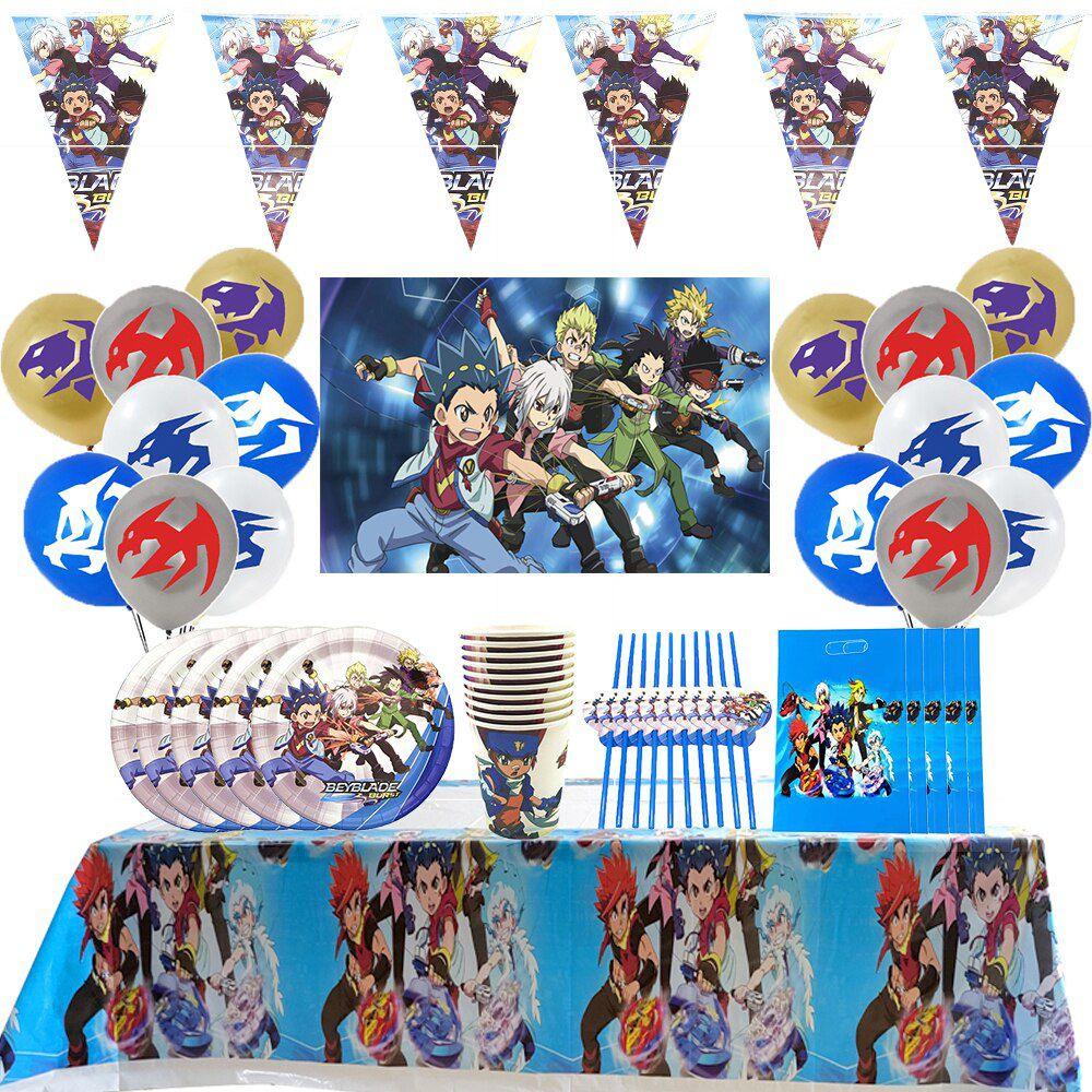 Vibrant Happy Birthday Balloons Beyblade Burst Theme Party Set For Boys Celebrations