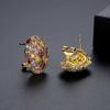 Copper Gilding Colorful Zircon Earring Glaring Ear Drop Elegant Ear Studs  Mom