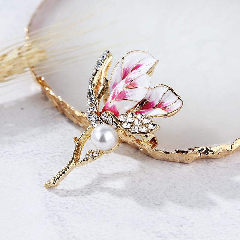 Versatile Hibiscus Flower Pearl Jumper Pin Cardigan Brooch Accessories Fashionable Empty Bracket Accessory Corsage Women Long-Lasting Color Brooch