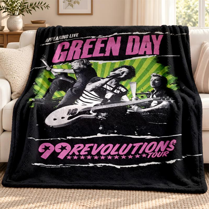 Green day blanket Flannel Blanket Soft Cozy Plush Throw for Sofa Bed Lightweight Home Decoration Outdoor camping