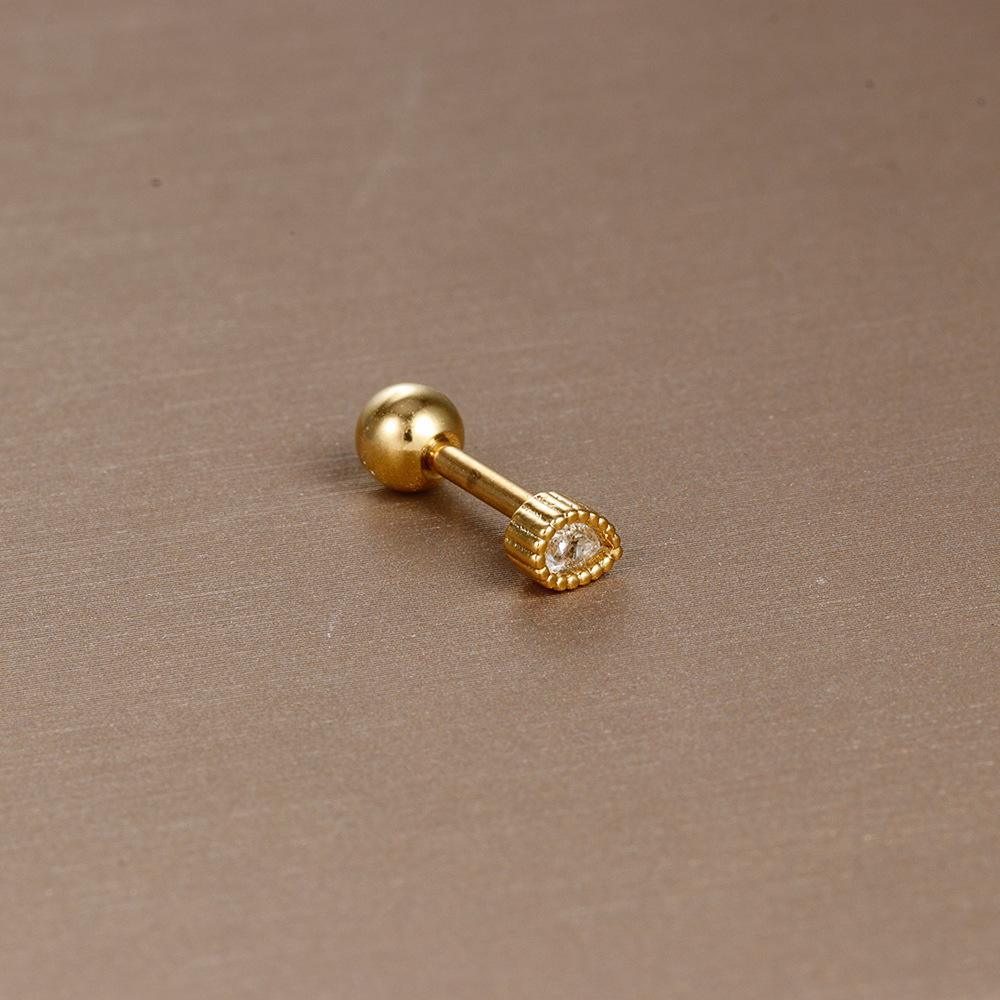 Heißer Verkauf Piercing Schmuck Edelstahl Ohrknochen Nägel Zirkon Kugel Schraube Kleine Ohrringe Damen Leichter Luxus Ohrringe