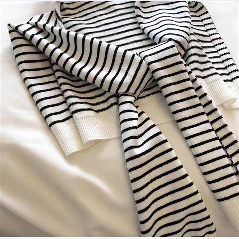 Korean Knit stripe Warm Shawl Female Outdoor Summer Air Conditioned Room Protect Cervical Spine Cloak Scarf Neck Guard Scarve