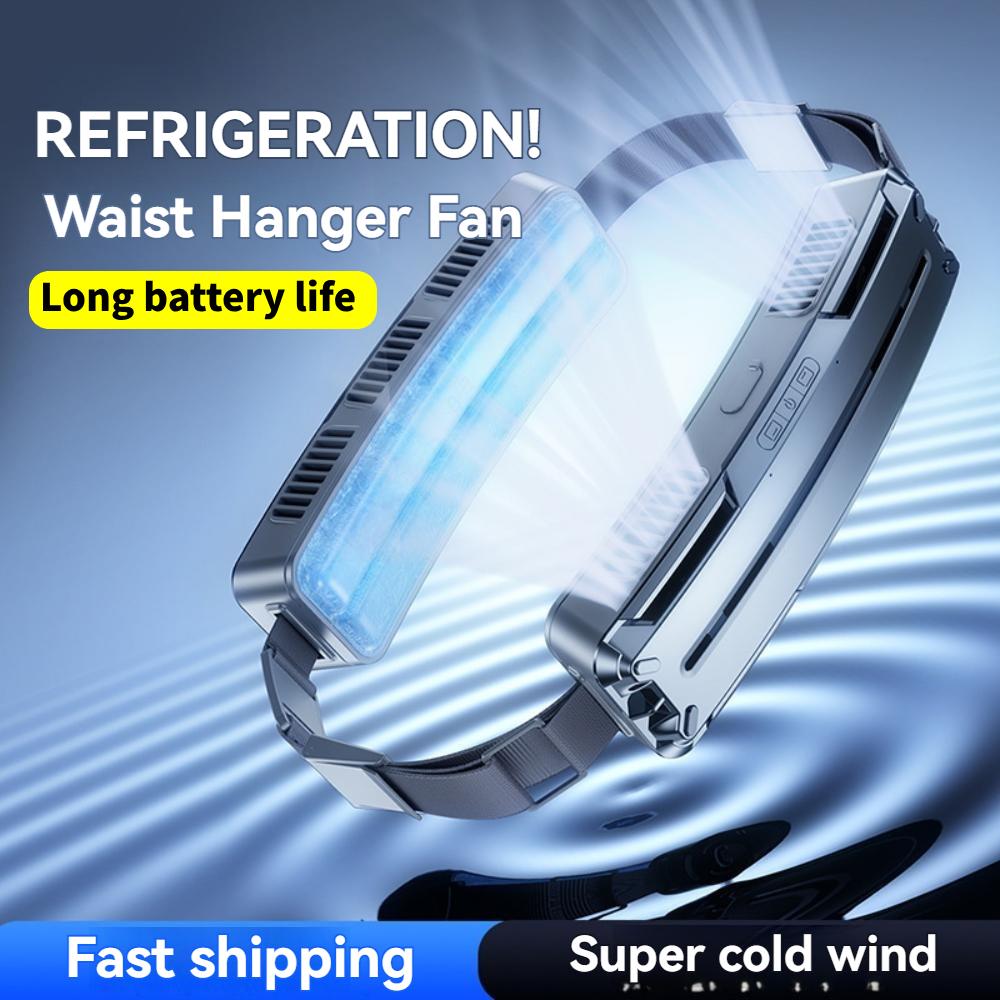 2024 Protable Waist Hanger Fan Outdoor Sports Belt Clip Air Conditioner Cooling Rechargeable Fan Mini Waist Mounted Fan, 3 Modes