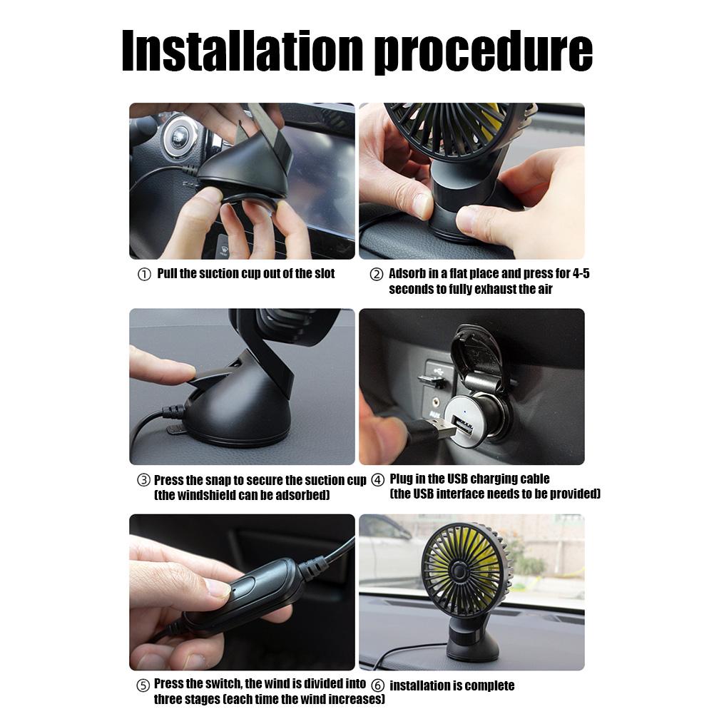 USB Powered Vehicle Car Truck Fan Low Noise Car Vehicles Automotive Cooler with Suction Cup Dash Windshield Desk Fan