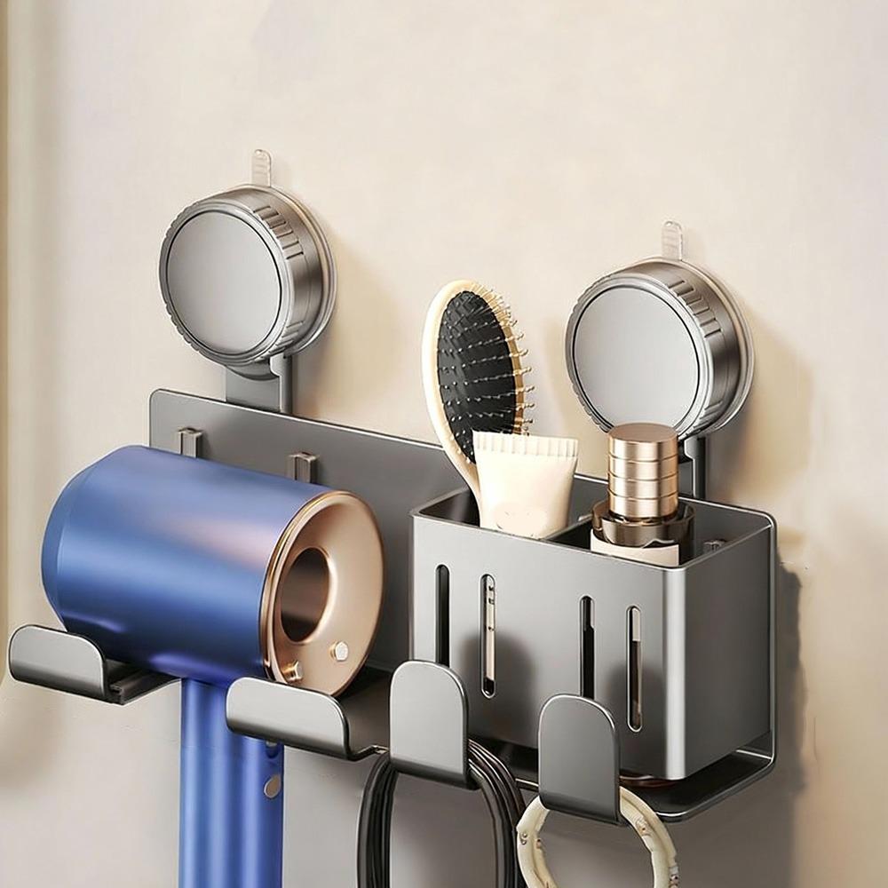 No-Drill Hair Dryer Storage Rack Wall Mounted Blow Dryer Hanger  for Household