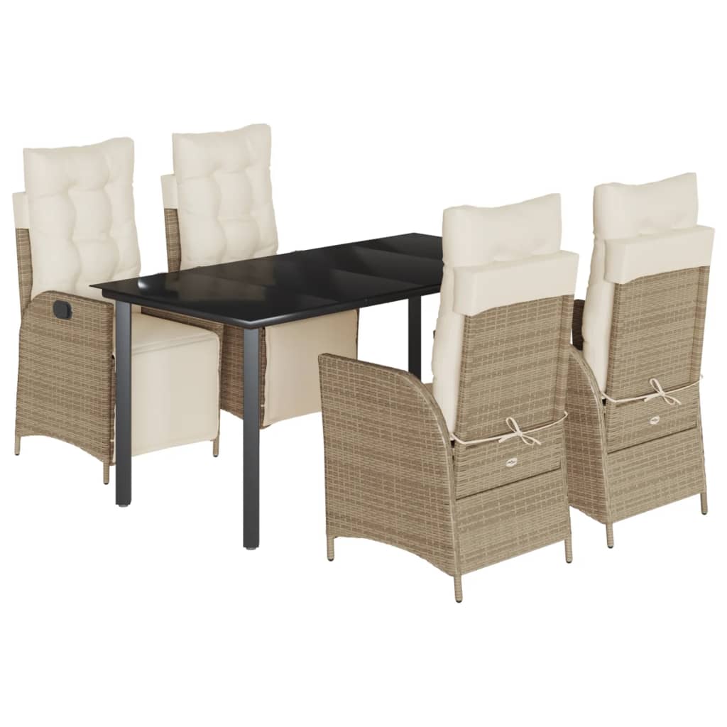 Vidaxl 5-Cz. Juego de Muebles de Jardín con Cojines, Beige, Ratán Sintético