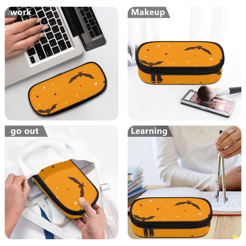 Pencil Case Large Capacity 300D Polyester Smooth Zipper with Main Pocket Mesh Layer and Removable Pen Divider for Boys Girls