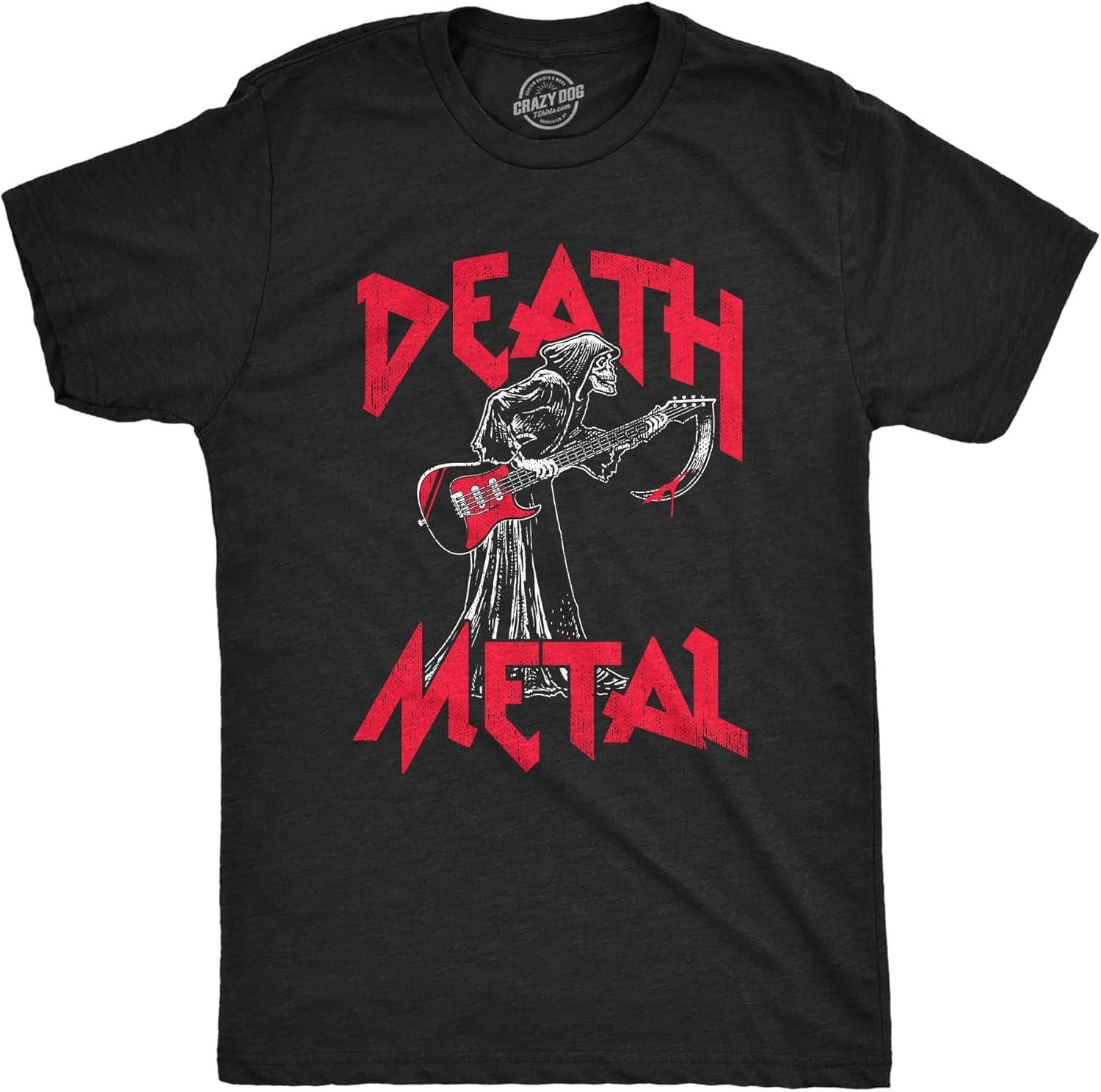 

Mens Death Metal T Shirt Funny Brutal Grim Reaper Bloody Guitar Tee for Guys XXXXXL чорний