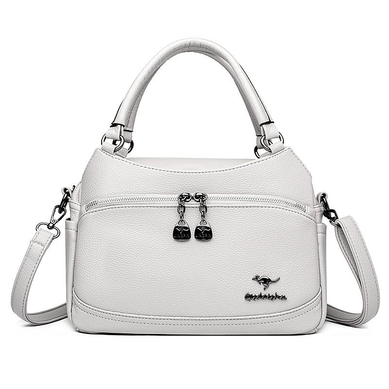 

Middle-aged mother-in-law and women s bag 2025 new women s soft leather mother bag temperament broadband shoulder casual versatile messenger bag светло-серый