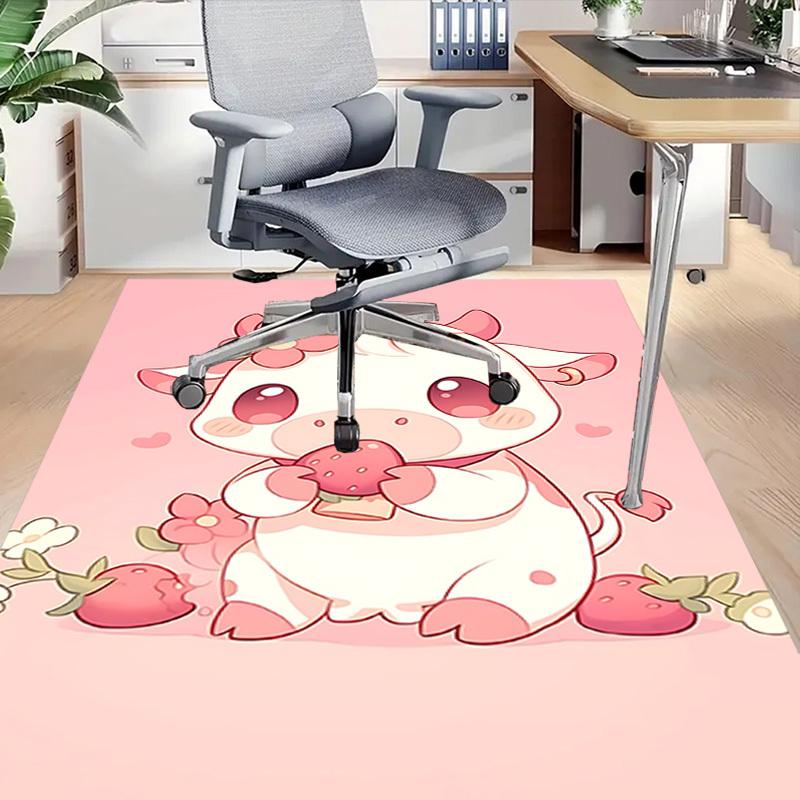 1pc Cow Strawberry Carpet Office Rug Outdoor Mat Home Decor Area Carpet Festival Gift Office desk chair carpet