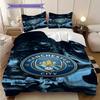 Manchester City Emblem Abstract Background Three-piece set (1 * duvet cover + 2 * pillowcase, without core) 2DFlat Soft and comfortable Bedding set