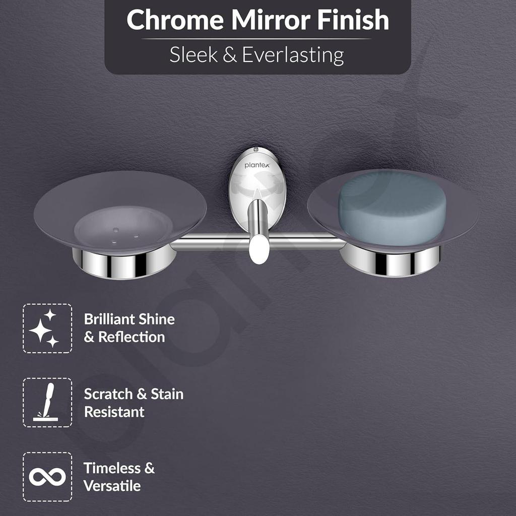 Stainless Steel Twin Soap Holder for Bathroom and Wash Basin/Soap Dish/Soap Holder/Bathroom Accessories - Oreva (Chrome)