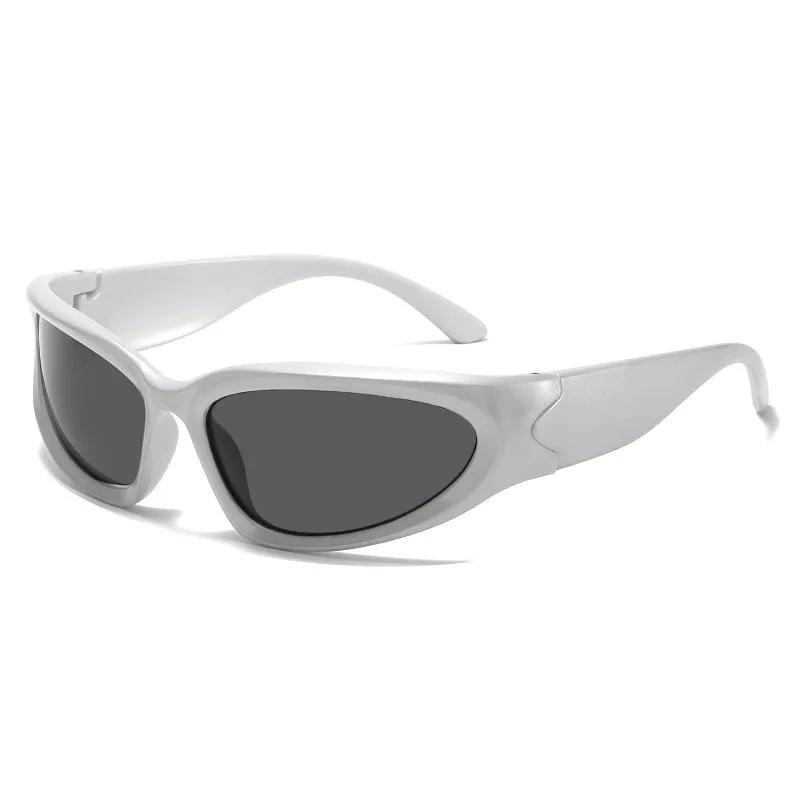 Y2K Style Irregular Frame Surround Silvery Glasses Perfect for Concerts Parties And Gifts.