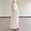 2025 Women's White Ruffled Lace Half Skirt, Holiday Style, Sexy & Slightly Sheer, Irregular Design