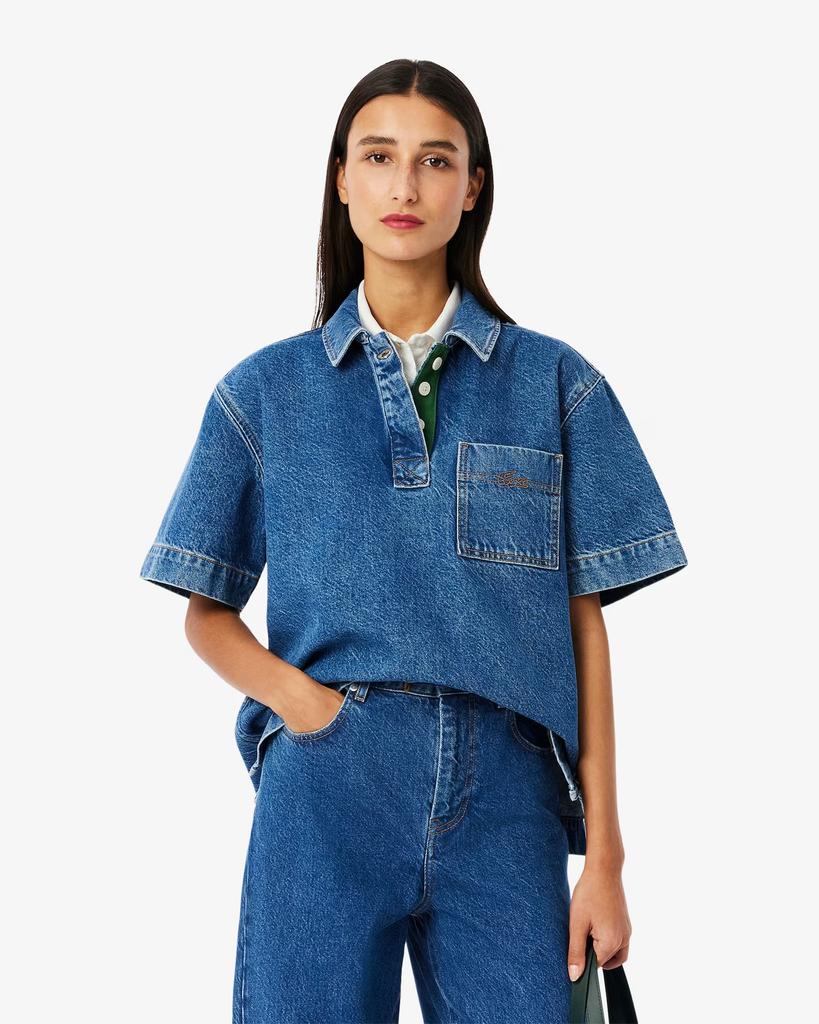 LACOSTE Women'S Colored Denim Polo Shirt Cf0052-55G 36L