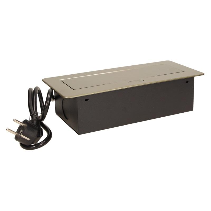 Sockets Mounted Into The Tabletop 3X2P+Z Flat Milled Edge Silver - On-Ae-1336/G