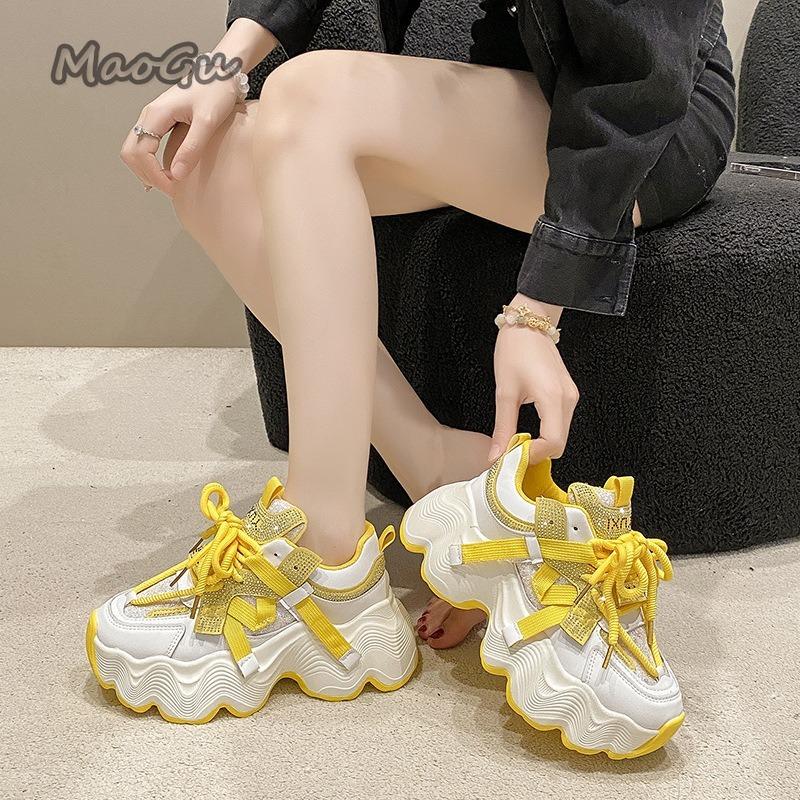 Fashion Thick Bottom Mesh Height Increasing 6cm Chunky Sneakers Women Spring Summer New Casual Sneakers Zapatillas De Mujer Size 35-40