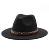 Felt Hat British Belt Vintage Versatile Top Hat Men'S And Women'S Jazz Hat Wool Hat