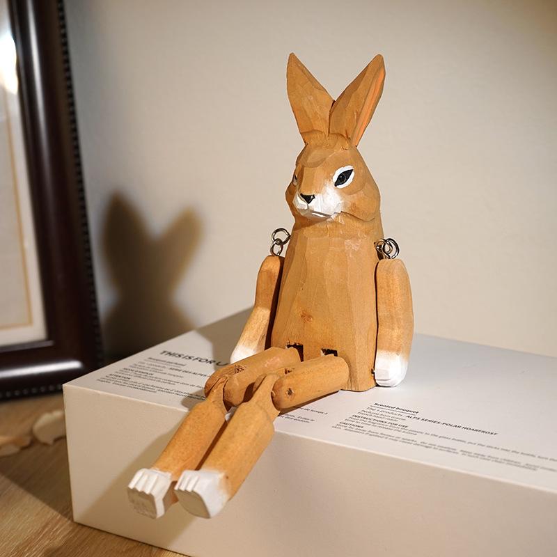 Envy Porcelain Long-Legged Duck: Handmade Wooden Carving, Small Ornament, Humorous Office Desktop Decoration.