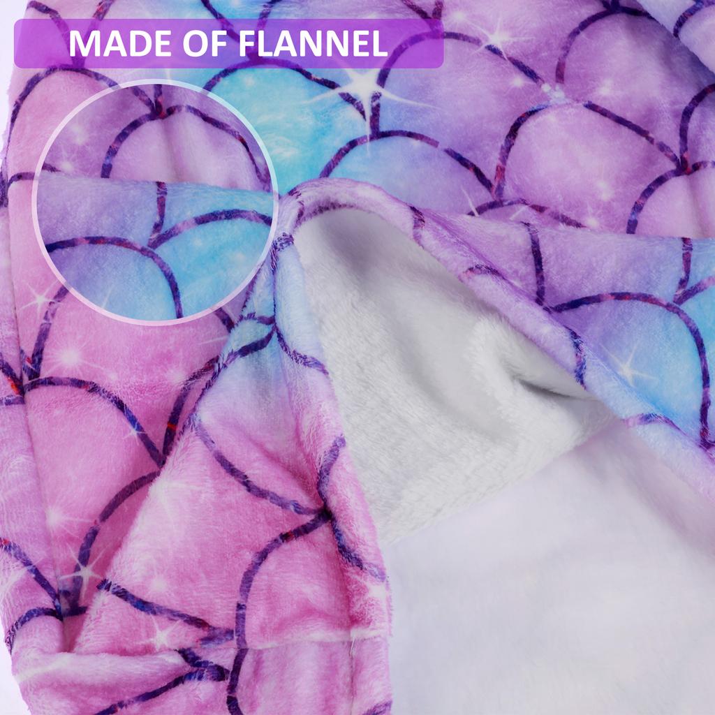 Mermaid Sleeping Blanket Wearable Flannel Mermaid Tail Blanket All Seasons 50x145cm  Kids Adults Comfortable Snuggle Blanket