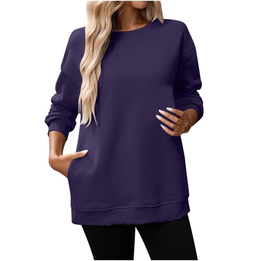Women Winter Tops Women's Long Sleeve Sweatshirt Casual Crewneck Loose Fit Pollover Fleece Tops