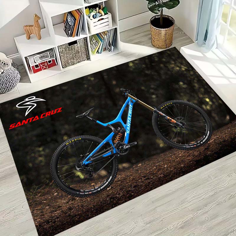 Santa Cruz rugs and mats, mountain bike bedroom decor, machine washable mats, holiday decorations available by custom.