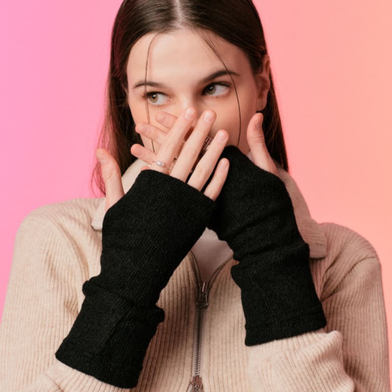 KOLEAT [Heavy Fleece Ver.] Knit Hand Warmer (BLACK) Fall/Winter Gloves Ver.