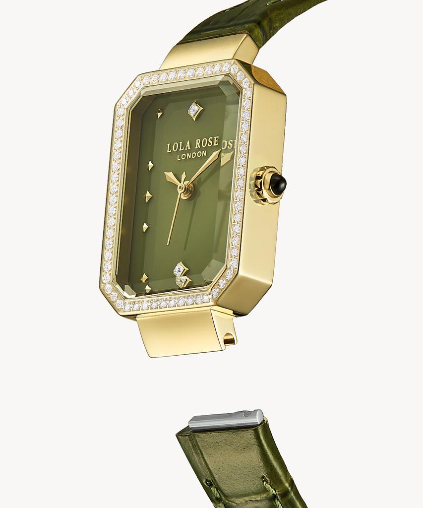 Lollalojeu Ms. Lola Green Onyx Zirconia Leather Wristwatch