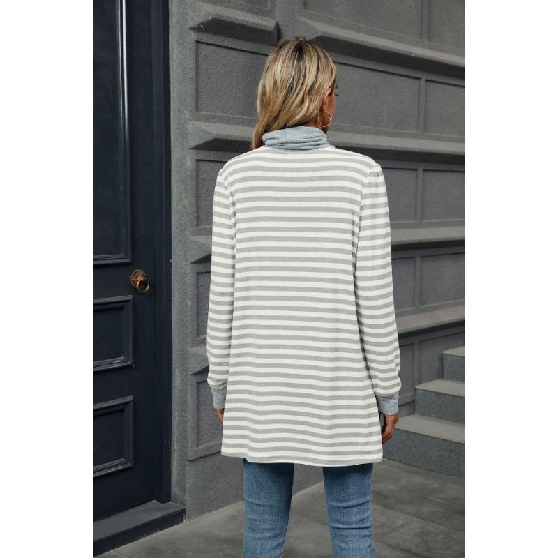 YYFS Dam Mode Casual Vår Höst Randigt Tryck Långärmad O-Hals Blusar & Skjortor