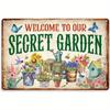 Welcome To Our Secret Garden Rustic Metal Wall Sign    Vibrant Outdoor Decor with  Flower Design Perfect Gift for Gardeners