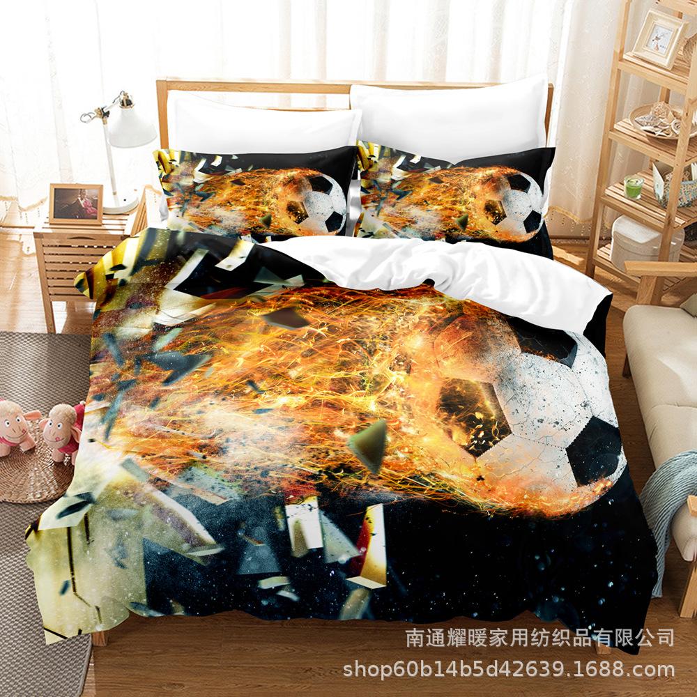 

3D Digital Printing Bedding Four-Piece Three-Piece Football Sheet Quilt Pillow 135X200 two-piece set