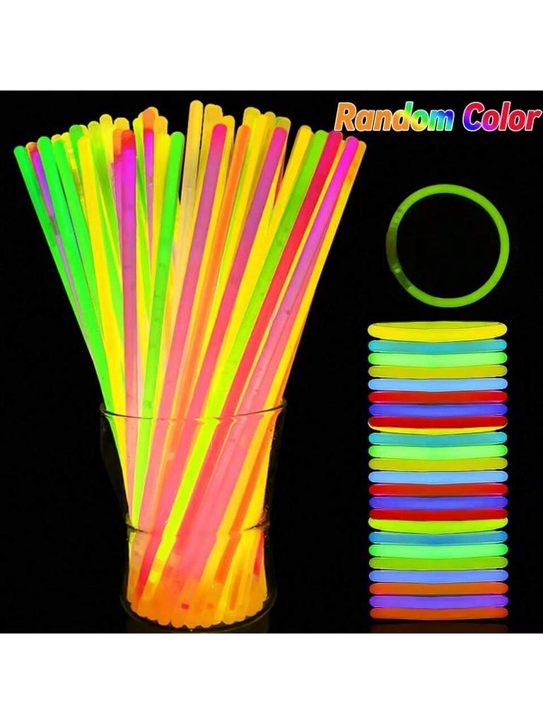 100Pcs Fluorescence Sticks Party Multicolor Glowing Stick Bright Colorful Light Bright Bendable Glow Bracelet Party Supplies