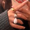 Water Drop Open Adjustable Ring: European & American Style, Simple Fashion, Stackable Creative Index Finger Ring for Women