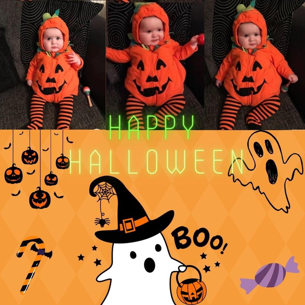 Halloween Baby Pumpkin Romper for Kids and by pokapokaya Boys, 70cm,