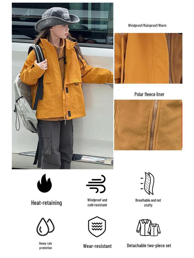 Children's 3-in-1 Autumn/Winter Mountaineering Jacket - Boys' and Girls' Windbreaker 2024