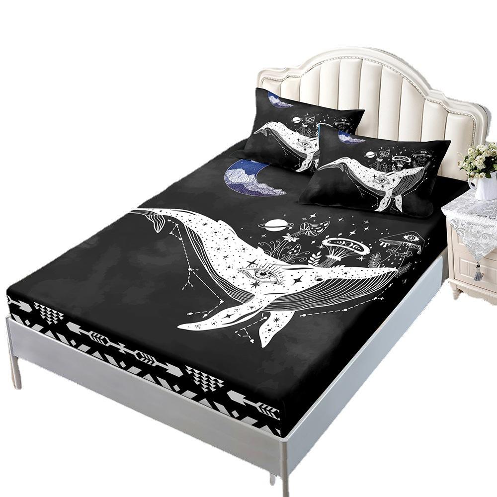 Sheet Three-Piece Bedspread Pillowcase Marine Animal Mattress Protective Cover
