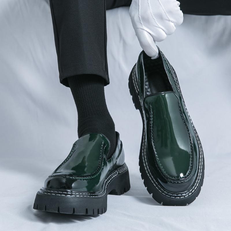 Herren Britischer Stil Formelle Leder Loafer: Schlupfschuhe, Dicke Sohle, Höhensteigernd, Lässige Business-Schuhe