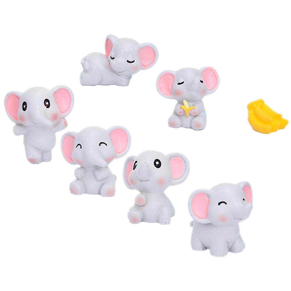 6 Pcs Elephant Ornament Mini Figures for Kids Adornment Figurine Shape Resin Lovely Small Model Miniature