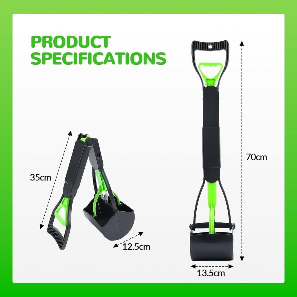 Pooper Scooper, Foldable Dog Pooper Scoops with Durable Spring, 28" Long Handle Pet Pooper Scoopers for Dogs and Cats, Dog Poop Pick Up Tool for