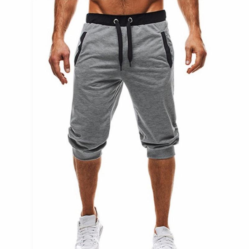 Men's European and American Trendy Slim Fit Color Block Jogging Shorts