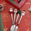 Christmas Set Stainless Steel Spoon Tableware Fruit Fork Spoon Gift Box Set Cute Elk Cartoon Girl