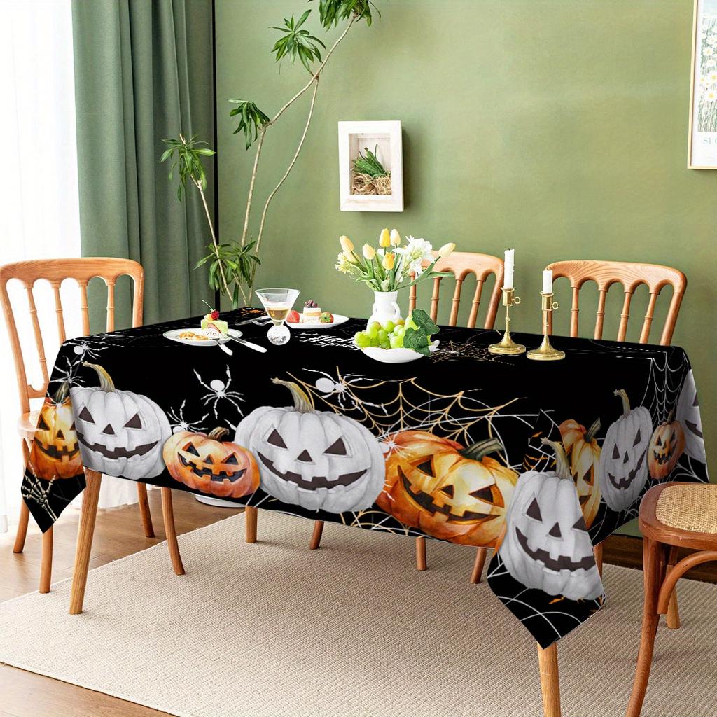 One polyester tablecloth with a Halloween pumpkin spider designzyc